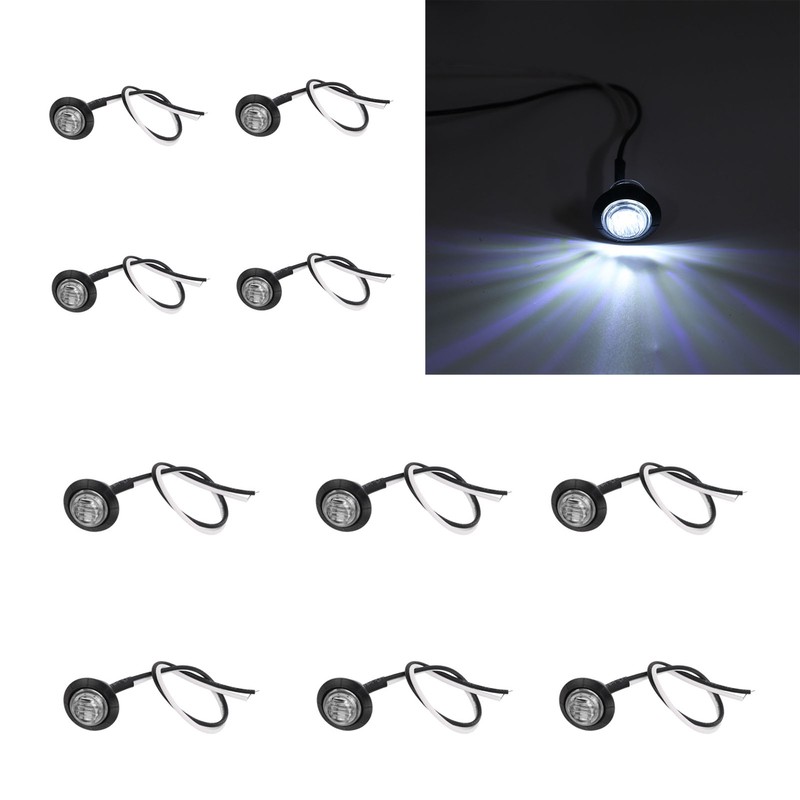 10pcs Side Marker Light 3LED IP68 Waterproof Round Clearance Indicator
