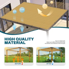 Coarbor 10'x19' Straight Edge Sun Shade Sail Rectangle Canopy Cover Grommets Placed All Edges for Outdoor Pergola Patio Yard Deck Gazebo-Sand