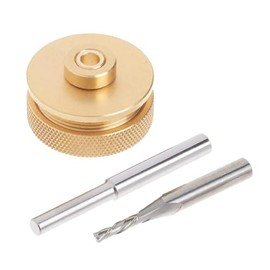 POWERTEC Router Brass Inlay Kit with Router Bushing Guide Set + Centering Pin, Collar & 1/8" Diameter x 1/4" Shank Solid Carbide Router Bit, Compatible w/ 1/4" Router Templates for Woodworking 71333E