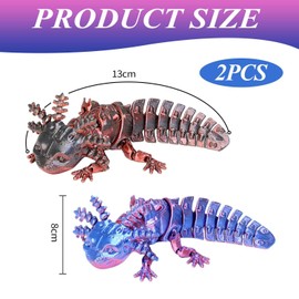 CYNOSURETECH 2 Pieces Of Axolotl Toys, Creative 3D Printed Toys, Cute Animal Ornaments, Mini Axolotl Toys For Children, Desktop Ornaments For Decoration