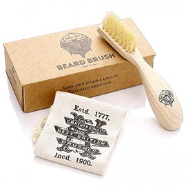 Kent BRD2 - Cepillo de cerdas de jabalí para barba para hombre, cerdas de jabalí blancas naturales especialmente cortadas para dar forma y aseo impeca