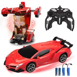 Carro de Control Remoto con LED Luz, Juguete Transformador para Niños 6 a 14 años, Radio Control con 360°Rotación, 2.4GHz RC Robot Coche Recargable, Vehículo Regalo para Cumpleaños, Fiestas, Navidad