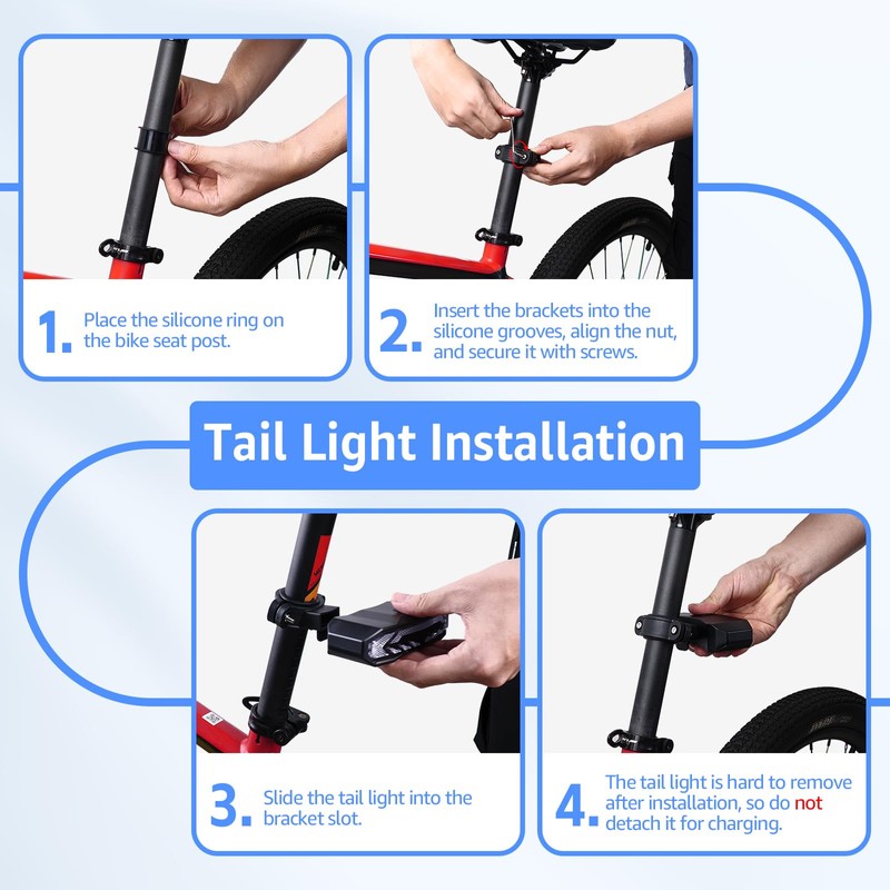 NineLeaf Smart Bike Seat Tail Light Kit, Anti-Theft Bike Alarm