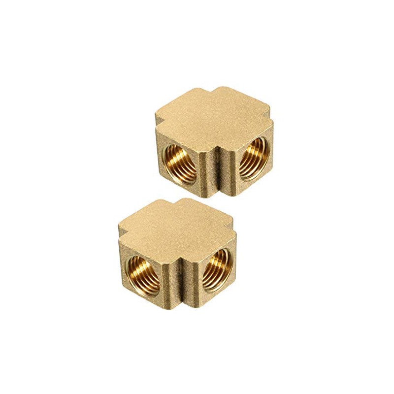 uxcell Brass Cross Pipe Fitting 1/4 PT Female Thread 4
