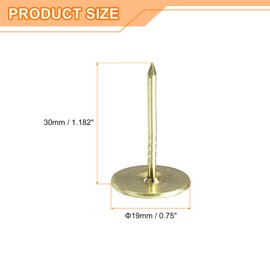 uxcell Upholstery Tacks Nail Pins Furniture, 100Pcs 19x30mm Thumb Tack Pins Assortment Kit Carbon Steel for Home Sofa DIY Decorative Nail Heads Nails, Gold