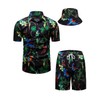 fohemr Outfit Men's Baroque 2-Piece Golden Chain Pattern Shirt Shorts
