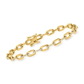Ross-Simons 0.80 ct. t.w. CZ Paper Clip Link Bracelet in 18kt Gold Over Sterling. 7 inches
