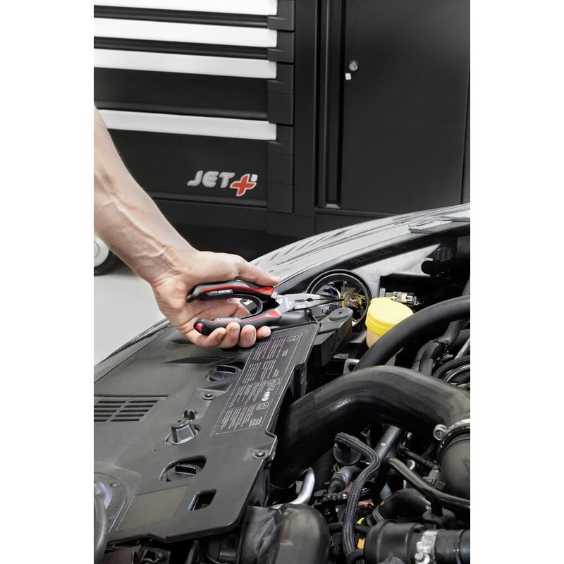 Facom 1/2 185 a.20cpe Round Nose Pliers, 200 mm, Red/Black