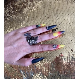 Feral Edge “Shiny Sunset” Press-on Glue-on Long Stiletto Nails 24pcs