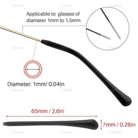 AUEAR, 10 Pairs Glasses End Tips Anti-Slip Silicone Ear Sock Pieces Tube Sleeve Eyeglass Replacement Temple