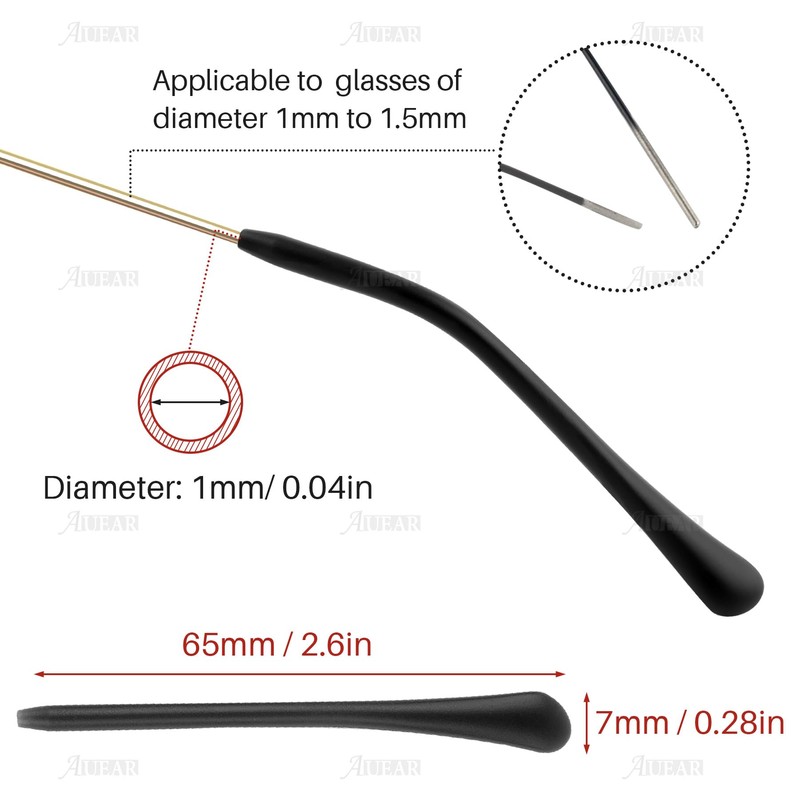 AUEAR, 10 Pairs Glasses End Tips Anti-Slip Silicone Ear Sock