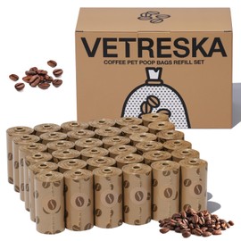 VETRESKA Dog Poop Bags, 540 Count Coffee Scented Waste Bags, Leak Proof, Extra Thick, 9" x 13" Large Dog Pet Bags for Dogs and Cats - (36 Rolls)