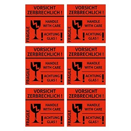 Caution Fragile Sticker - Foil - Sticker - Caution Glass - Fragile - Handle with Care - Warning Risk of Breakage Warning Stickers, Signal Labels, Shipping Stickers, Package Stickers