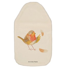 Mr. & Mrs. Panda Hot Water Bottle Robin with Feathers - Gift, Motivational Pictures, Funny Sayings, Cute Animal Motifs, Bird, Saying Courage, Animals, Hot Water Bottle Cover, Heat Cushion