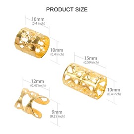 120 PCS Gold Dreadlock Beads Hair Jewelry Braids Accessories for Goddess Locs Crochet Passion Twist Hair Rings Soft Metal Adjustable Braiding Cuffs (1