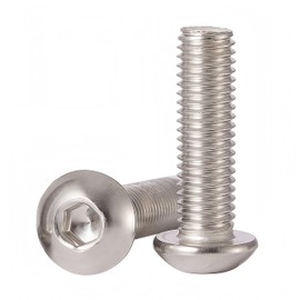 YIIFLY M10x1.5 Bolt, M10 x 70mm Button Head Socket Cap Bolts Screws,304 Stainless Steel(A2-70), Allen Hex Drive, Bright Finish, Fully Threaded, Quantity 6