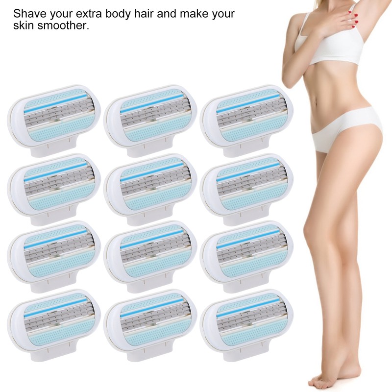 12Pcs Women's Razor Blade Refills 3 Blade Replacement Razor Blade
