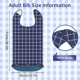 Vicloon 3 Pack Adult Bibs, Washable and Reusable Adult Bib for Elderly, Waterproof Dining Bibs with Crumb Catcher for Adults, Elderly and Disabled (Plaid A)