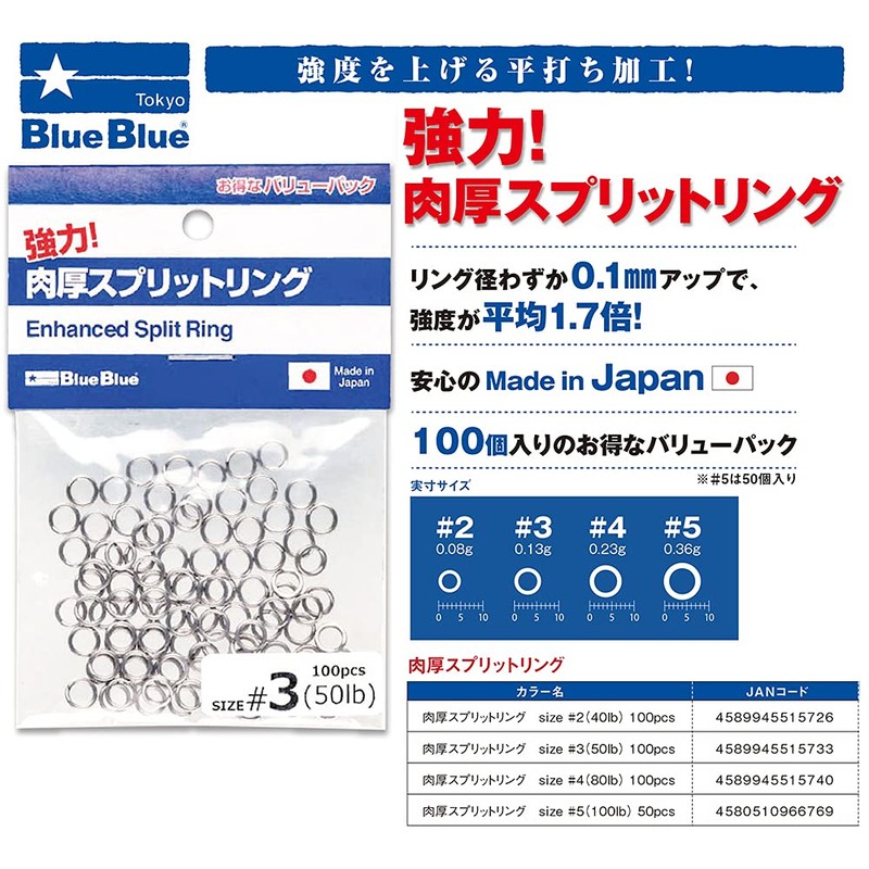 Blue Blue Thick Split Ring #5 (100lb)