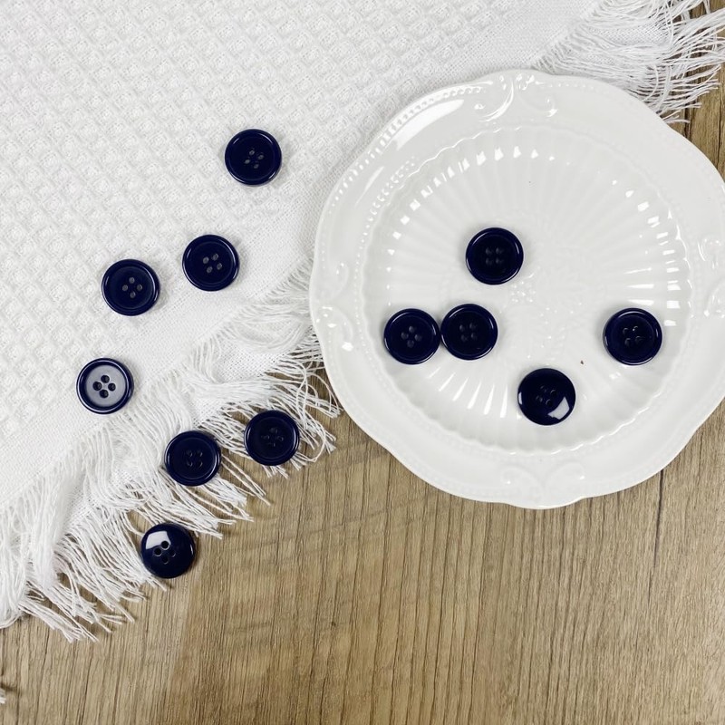 Pack of 12 Dark Blue Sew on 15mm Round Buttons
