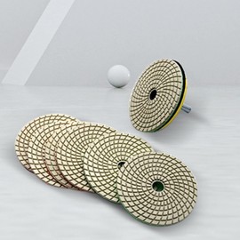 OKVEQUIP 8Pcs Diamond Polishing Pads Granite Sanding 4 Inch Wet Dry for Stone Quartz Concrete Marble Floor Grinder Polisher 50#-3000# Grit with 5/8Inch-11 Drill Adapter and Hook and Loop Back Holder