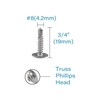 IMScrews 200pcs #8 x 3/4" Self Drilling Truss Head Screws