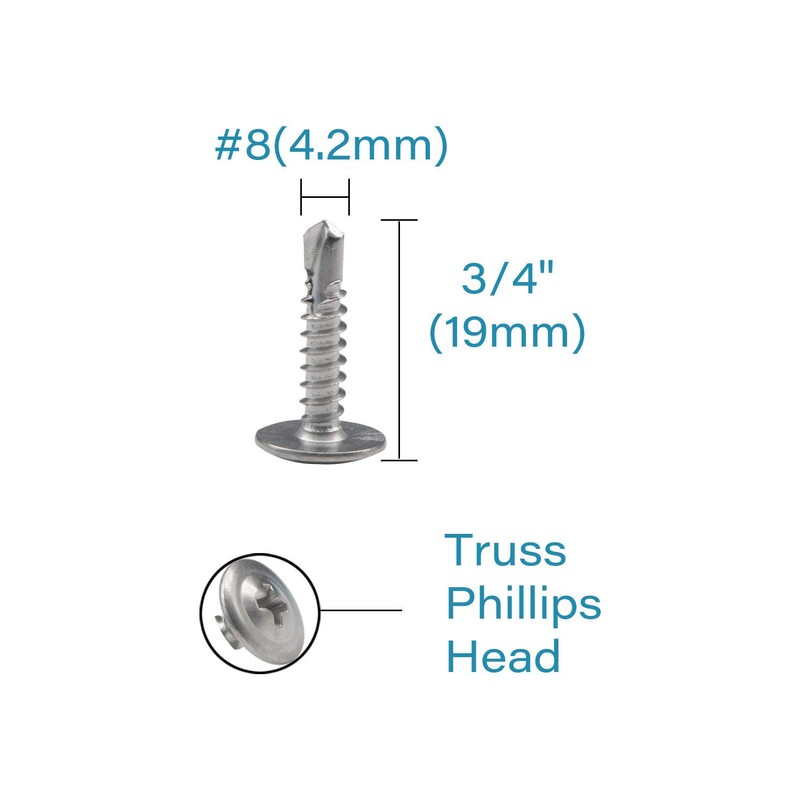 IMScrews 200pcs #8 x 3/4" Self Drilling Truss Head Screws