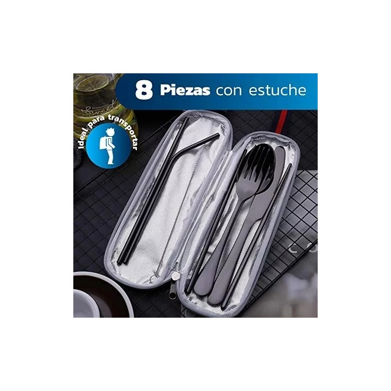 Bluelander Juego De Cubiertos De Acero Inoxidable Portátil De 32
