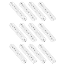 sourcing map Metal Piano Hinges 180 Degree Long Folding Hinges with Screws for Wooden Box, Cabinet Closet, 65x15mm White Nickel, 12 Pcs