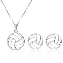 Volleyball Necklace Earrings Set for Women Volleyball Pendant Necklace Sports Stud Earrings Volleyballs Stuff Accessories Gifts
