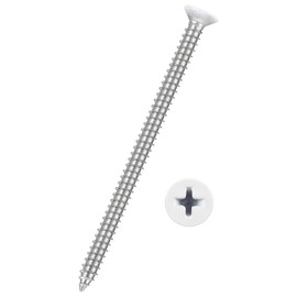 Kozelo 25pcs Phillips Flat Head Wood Screws - [#10x3] 304 Stainless Steel Countersunk Self Tapping Screws for Furniture Assembly, Interior Trim, Outdoor Construction, White Head