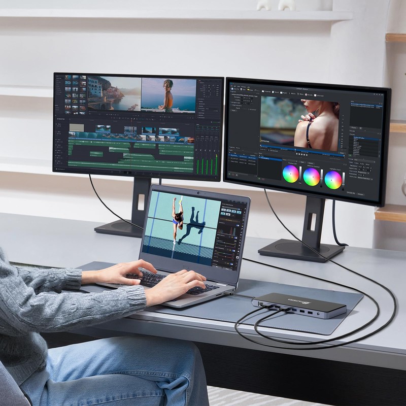 USB C Universal Docking Station for 3 Monitors, Power Adapter