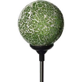 Solar Green Mosaic Glass Ball Light (Farm Green Color), Garden Decor Landscape Globe Stake Multi-Color Color Change Yard LED Lamp Light