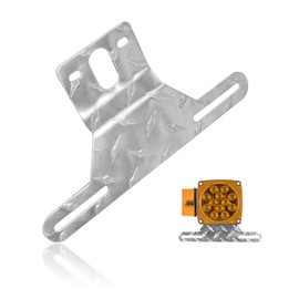 Hoypeyfiy Trailer License Plate Light Bracket Truck RV Off-Road Number Plate Light Mount Aluminum Holder (Silver 1pc)