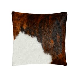 NGF Geniune Cowhide Cushion Pillow Covers -Tricolor Leather Hair on Cow Hide Skin 18'' x 18'' Inches (Tricolor 18 x 18 Inches)
