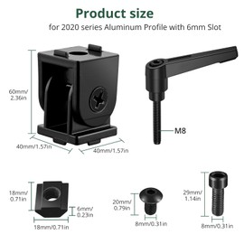 JiGiU 4PCS Joint Connector Extrusion Corner Connector 2020 Joint Aluminium Profile 180° Rotation Range Zinc Alloy with Lever and Mounting Accessories-Black