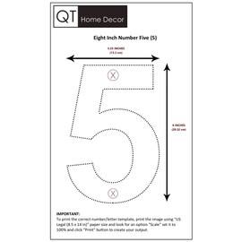 QT Modern House Number - LARGE 8 Inch BLACK- Stainless Steel (Number 5 Five), Floating Appearance, Easy to Install and Made of Solid 304 Stainless Steel
