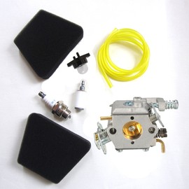 HQ parts Carburetor Air Filter Gasket Primer Bulb Fuel Line Spark Plug Compatible with Poulan 222 262 1900 1950 1975 2025 2050 2050WT 2055 2075 Gas Chainsaw