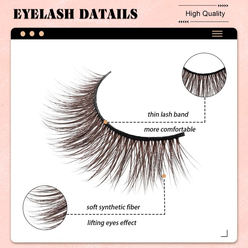 7 Pairs 3D Brown False Eyelashes Natural Look Fluffy Volume