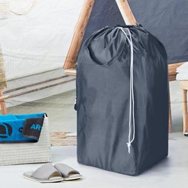 HOMEST 2 Pack Travel Laundry Bag with Handles, Square Base Can Carry Up to 3 Loads of Clothes, Dirty Clothes Storage with Drawstring Closure,Gray