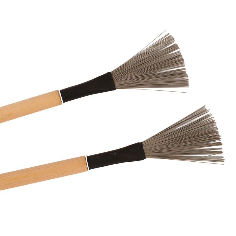 2Pcs Drum Stick Brush Wood Retractable Wire Combination Musical Instrument