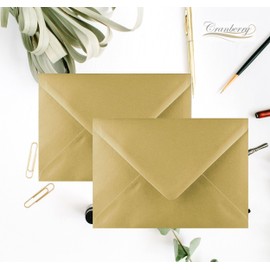 50 Pack C7/A7 Gold Envelopes 81mm x 111mm Gummed Metallic Shimmer Pearl