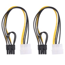 ELFJMZP 4 Pin Molex to 8 Pin (6+2Pin) Video Card Molex to Graphics Card Power Line PCI Express 8 Pin (6+2) Male Adapter Converter Cable(Pack of 2)