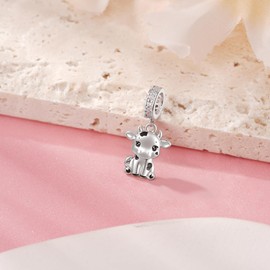 Daixiya Cow Charm 925 Sterling Silver - Bracelet Charm for Cow-Loving Women