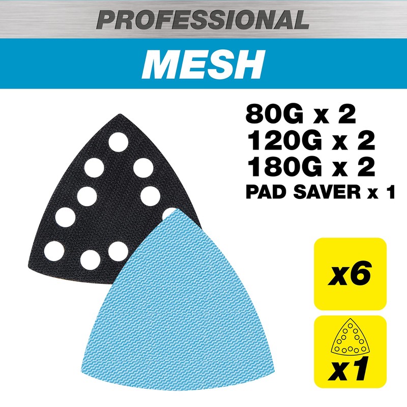 Trend Professional 93 mm Delta Sanding Pads for Multi-Tools, 80/120/180