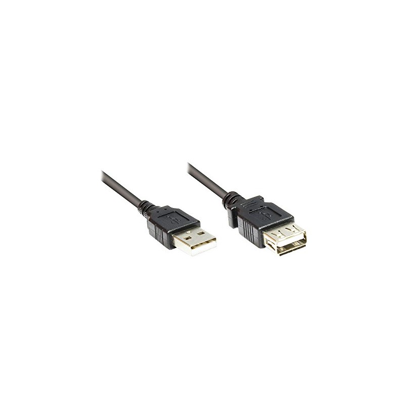 Verlängerung USB 2.0 Stecker A an Buchse A, schwarz, 0,6m,