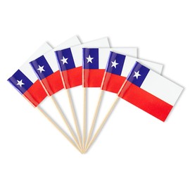 Chile Flag Chilean Miniature Toothpick Flags Decorations Small Cupcake Toppers Cocktail Food Flags Decor For Independence Day Party Bar (100 pack)