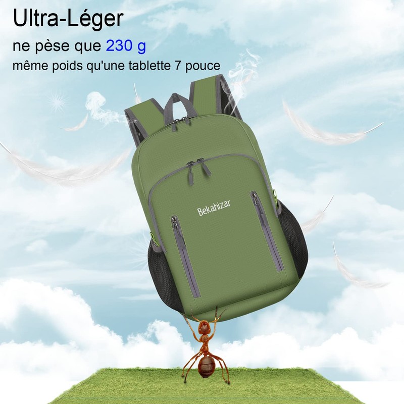 Bekahizar Foldable Backpack 20L Ultralight Hiking Backpack Small Travel Backpack
