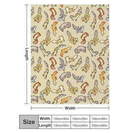 Hon-Lally Cartoon Cute Leopard Gecko Pattern Blanket Throw Warm Cozy Flannel Fleece Lightweight Plush for Living Room Bedroom Sofa Couch for Kids and Adults - 40inchx50inch White-style