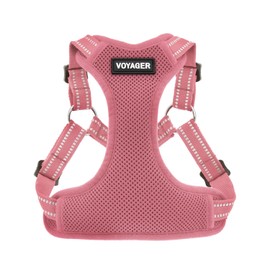 Best Pet Supplies Voyager Adjustable Dog Harness with Reflective Stripes for Walking, Jogging, Heavy-Duty Full Body No Pull Vest with Leash D-Ring, Breathable All-Weather - Harness (Pink), XL